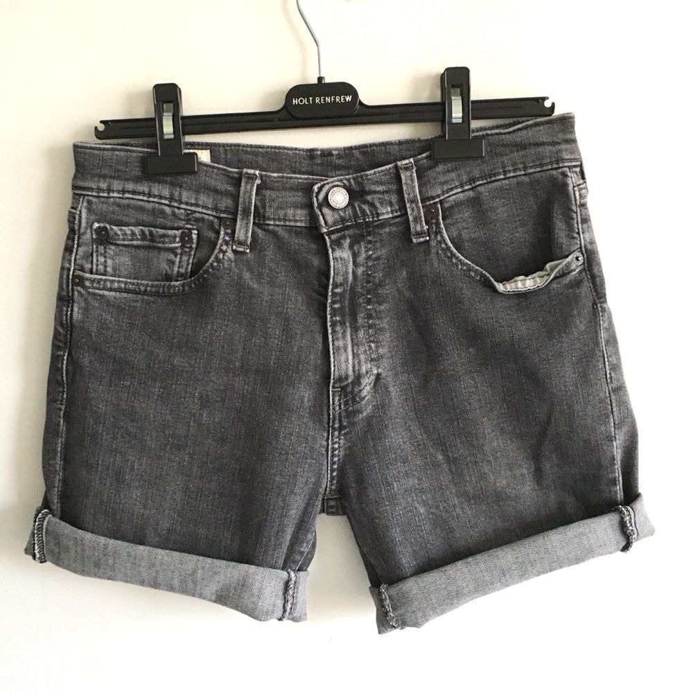 Levi's Faded Charcoal Rolled Hem Jean Shorts